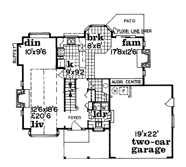 Floor Plan - Main Floor for Traditional House Plan #47-209 - 3 bed, 2.5 bath