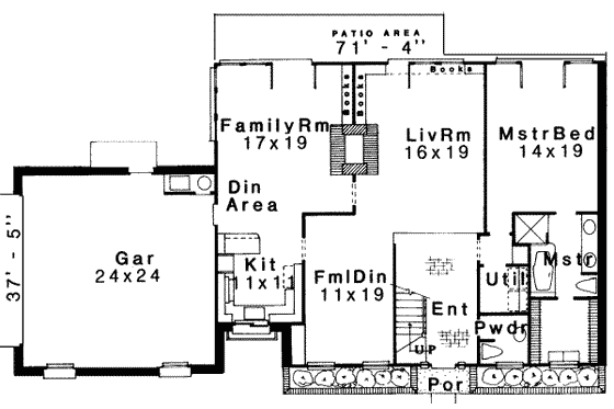 Floor Plan - Main Floor for Colonial House Plan #310-119 - 4 bed, 2.5 bath