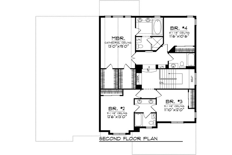 Dream House Plan - Floor Plan - Upper Floor for Traditional House Plan #70-1038 - 4 bed, 3.5 bath