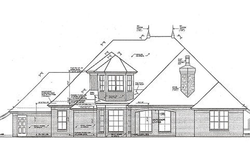 Home Plan - Exterior - Rear Elevation for Tudor House Plan #310-967 - 4 bed, 3 bath