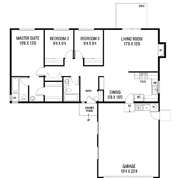 House Blueprint - Ranch Floor Plan - Main Floor Plan #60-106