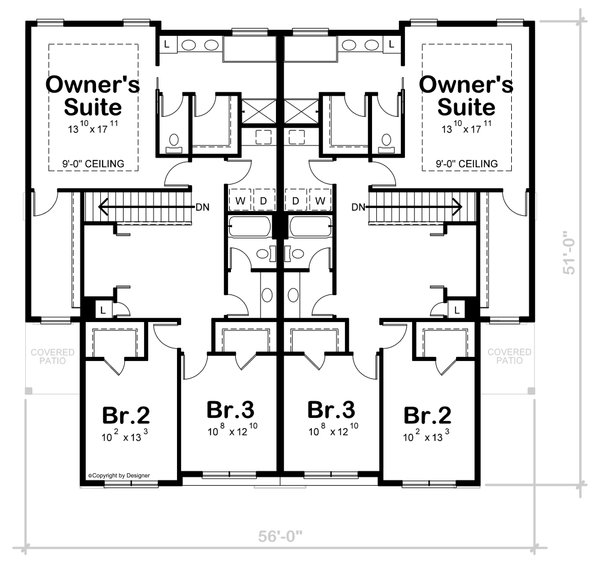 Traditional Floor Plan - Upper Floor Plan #20-2466