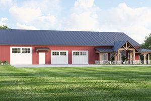 Barndominium Exterior - Front Elevation Plan #1064-408