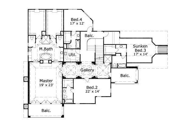 European Floor Plan - Upper Floor Plan #411-696