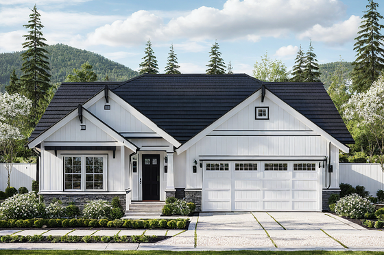 Exterior - Front Elevation for Cottage House Plan #515-44 - 3 bed, 2 bath