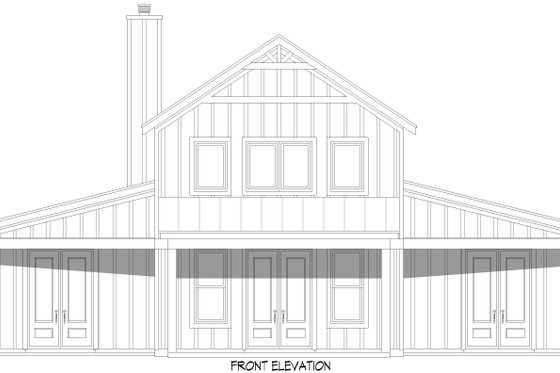 Exterior - Front Elevation 3 for Barndominium House Plan #932-1208 - 3 bed, 2 bath