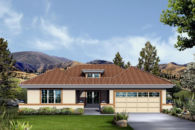 Dream House Plan - Mediterranean Exterior - Front Elevation Plan #57-679