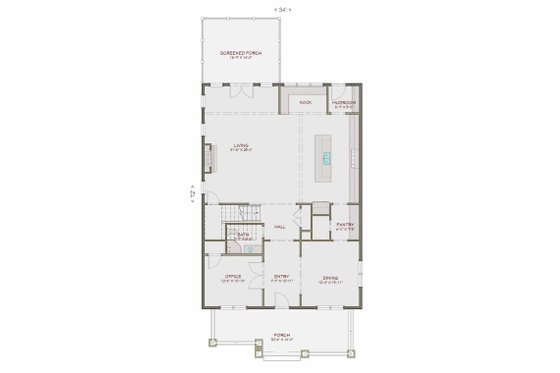 Floor Plan - Main Floor for Craftsman House Plan #461-40 - 6 bed, 5 bath