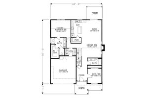 Floor Plan - Main Floor for Craftsman House Plan #53-506 - 5 bed, 3 bath