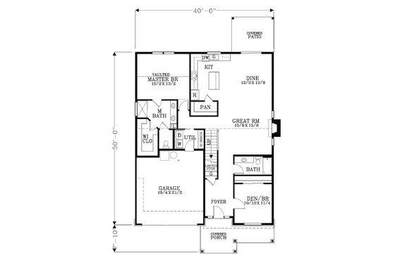 Floor Plan - Main Floor for Craftsman House Plan #53-506 - 5 bed, 3 bath
