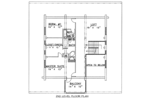 Floor Plan - Upper Floor for Log House Plan #117-498 - 2 bed, 2 bath