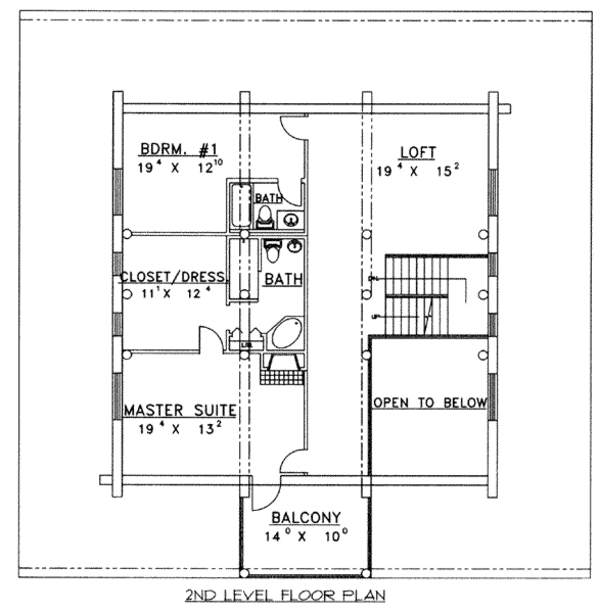 Log Floor Plan - Upper Floor Plan #117-498