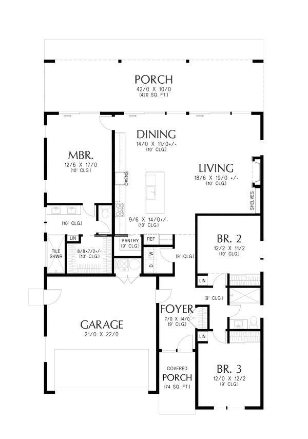 Contemporary Floor Plan - Main Floor Plan #48-1191