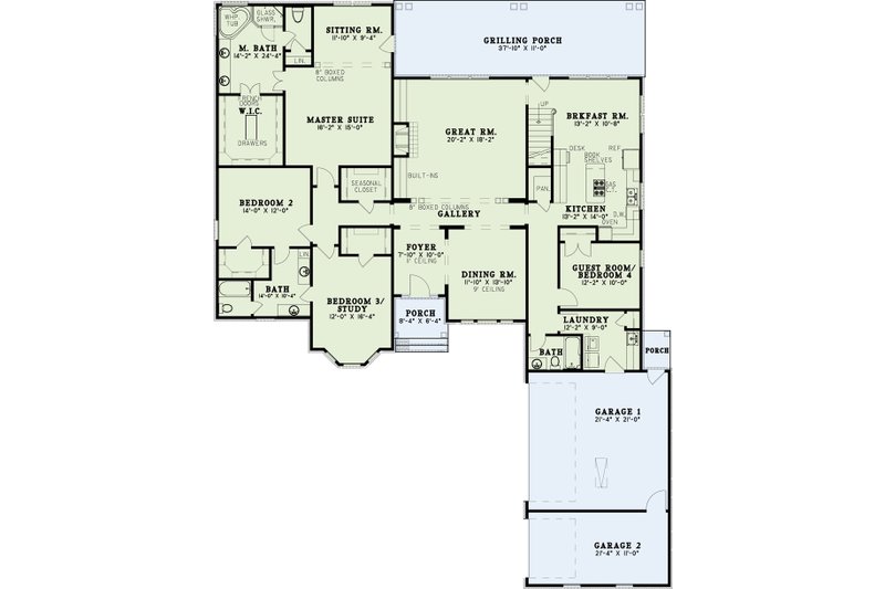 Dream House Plan - Floor Plan - Main Floor for Southern House Plan #17-447 - 5 bed, 4 bath