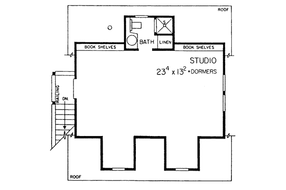 Floor Plan - Upper Floor for Traditional House Plan #72-241 - 1 bed, 1 bath