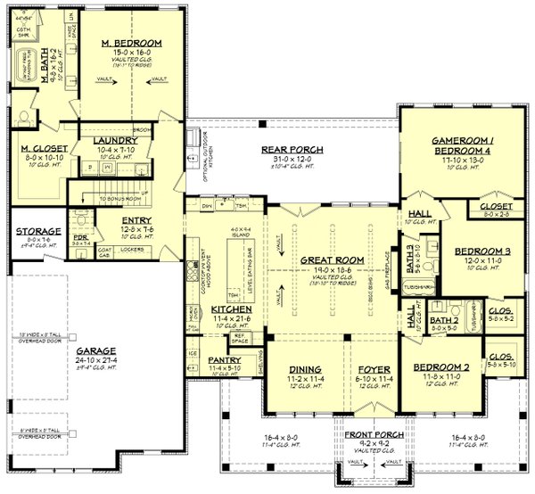 Architectural House Design - Farmhouse Floor Plan - Main Floor Plan #430-423