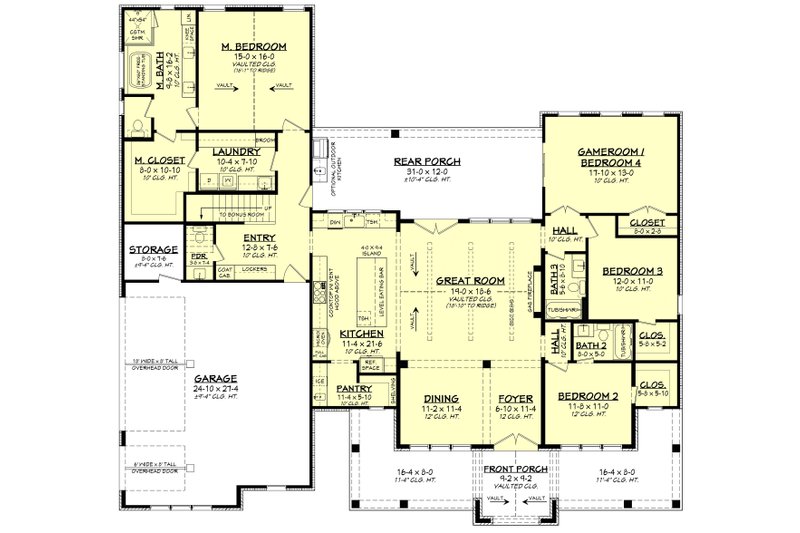 Architectural House Design - Floor Plan - Main Floor for Farmhouse House Plan #430-423 - 4 bed, 3.5 bath