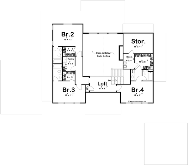 Dream House Plan - Floor Plan - Upper Floor for Craftsman House Plan #455-627 - 4 bed, 4.5 bath