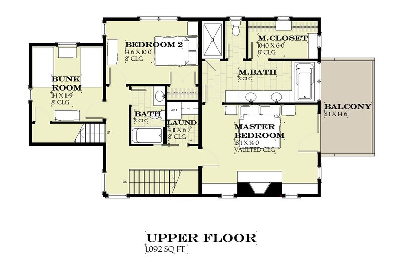 Dream House Plan - Floor Plan - Upper Floor for Farmhouse House Plan #901-140 - 3 bed, 2.5 bath