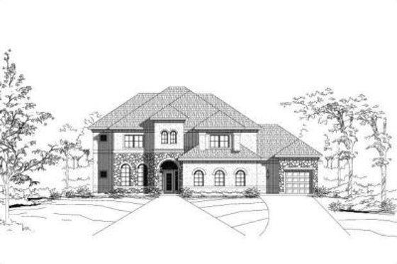 Exterior - Front Elevation for European House Plan #411-207 - 5 bed, 3 bath
