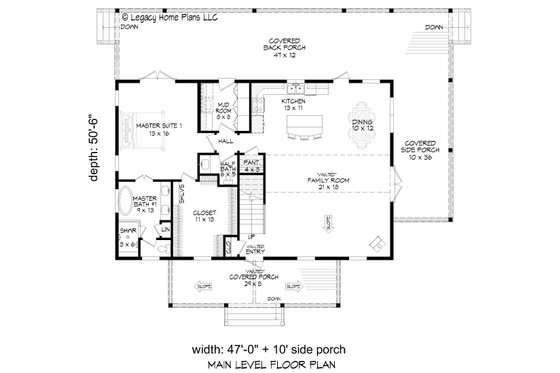 Floor Plan - Main Floor for Cottage House Plan #932-635 - 3 bed, 3.5 bath