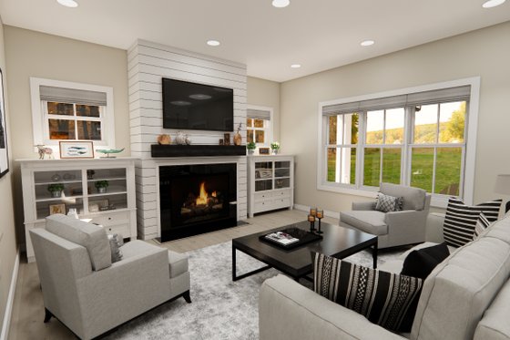 Interior - Family Room for Farmhouse House Plan #51-1357 - 4 bed, 2.5 bath