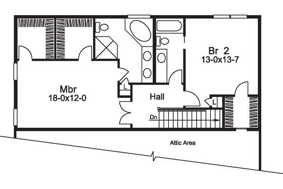 Floor Plan - Upper Floor for Country House Plan #57-578 - 3 bed, 3.5 bath