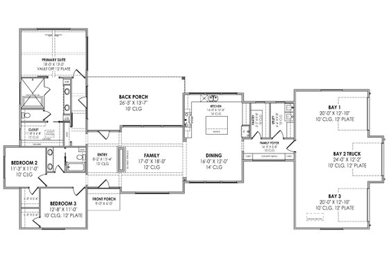 Floor Plan - Main Floor for Modern House Plan #1096-95 - 3 bed, 2 bath