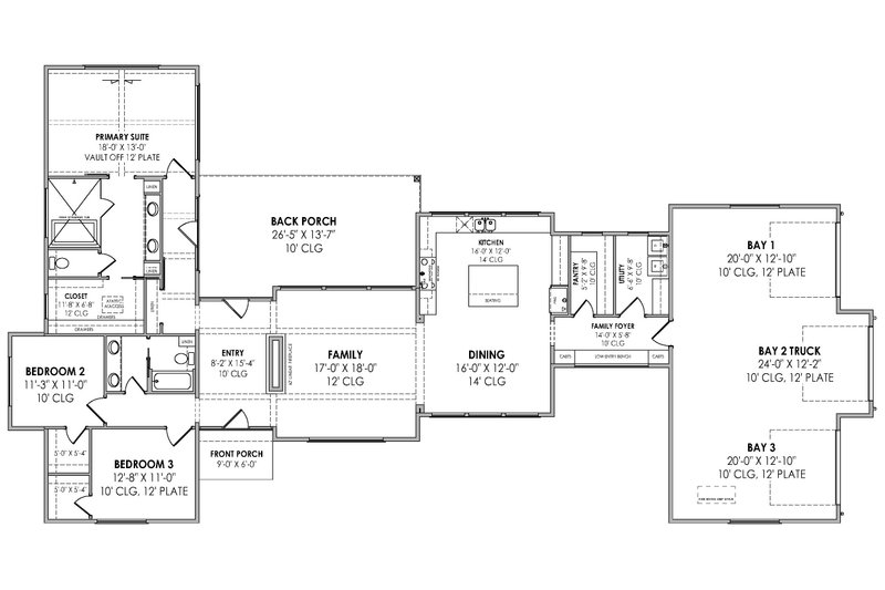 Architectural House Design - Floor Plan - Main Floor for Modern House Plan #1096-95 - 3 bed, 2 bath