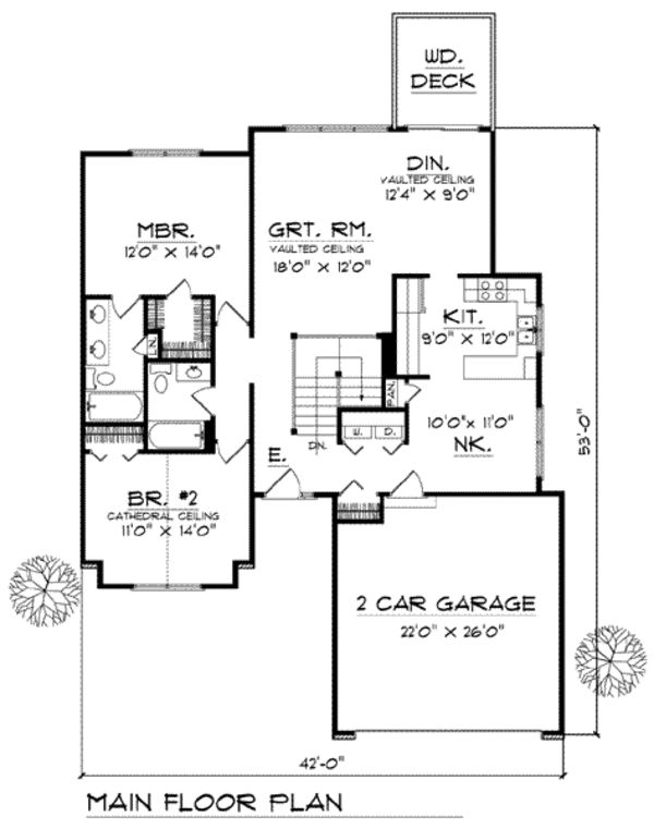Home Plan - Ranch Floor Plan - Main Floor Plan #70-756