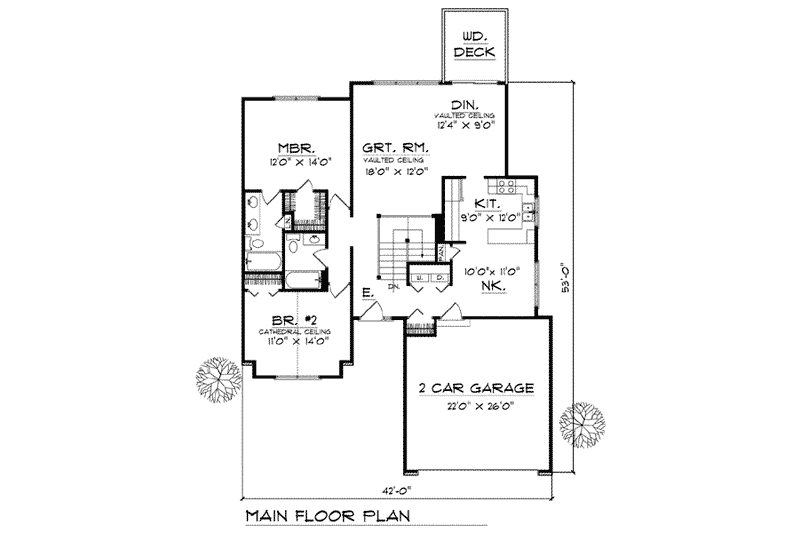 House Plan Design - Floor Plan - Main Floor for Ranch House Plan #70-756 - 3 bed, 3 bath