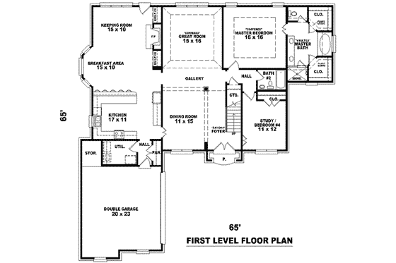 Floor Plan - Main Floor for European House Plan #81-1143 - 3 bed, 3 bath