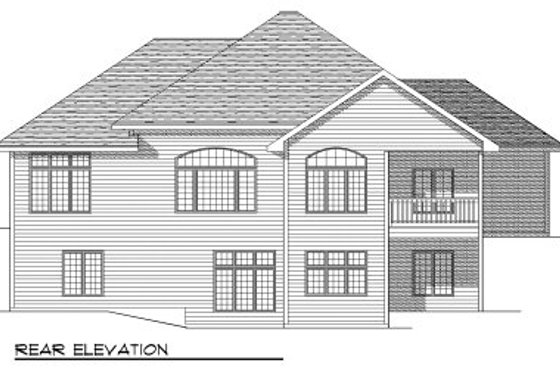 Exterior - Rear Elevation for European House Plan #70-816 - 4 bed, 3 bath