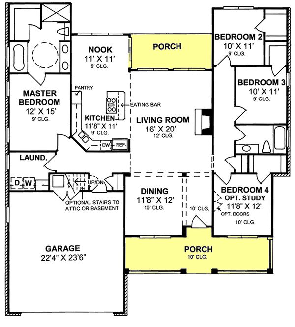 Home Plan - Traditional style house plan, main level floor plan