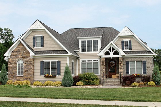 Exterior - Front Elevation 3 for European House Plan #927-358 - 4 bed, 4 bath