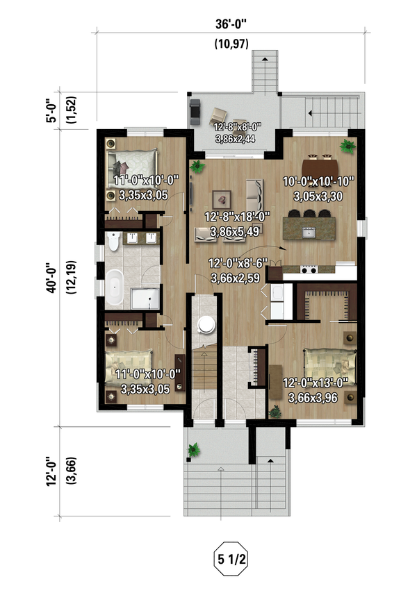 Contemporary Floor Plan - Main Floor Plan #25-5029