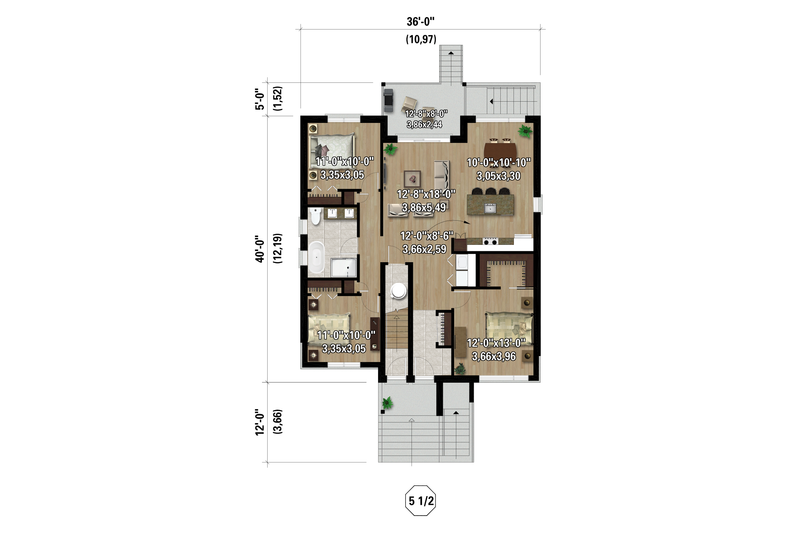 Home Plan - Floor Plan - Main Floor for Contemporary House Plan #25-5029 - 9 bed, 3 bath