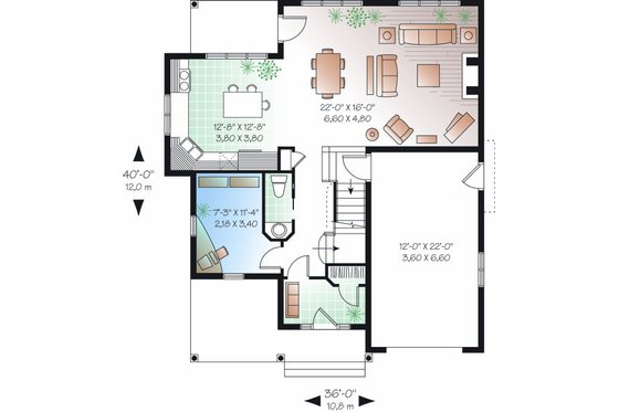 Floor Plan - Main Floor for Farmhouse House Plan #23-719 - 3 bed, 1.5 bath