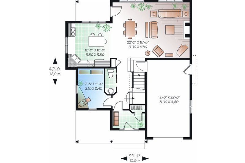Dream House Plan - Floor Plan - Main Floor for Farmhouse House Plan #23-719 - 3 bed, 1.5 bath