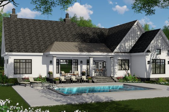 Exterior - Rear Elevation for Farmhouse House Plan #51-1141 - 3 bed, 2.5 bath