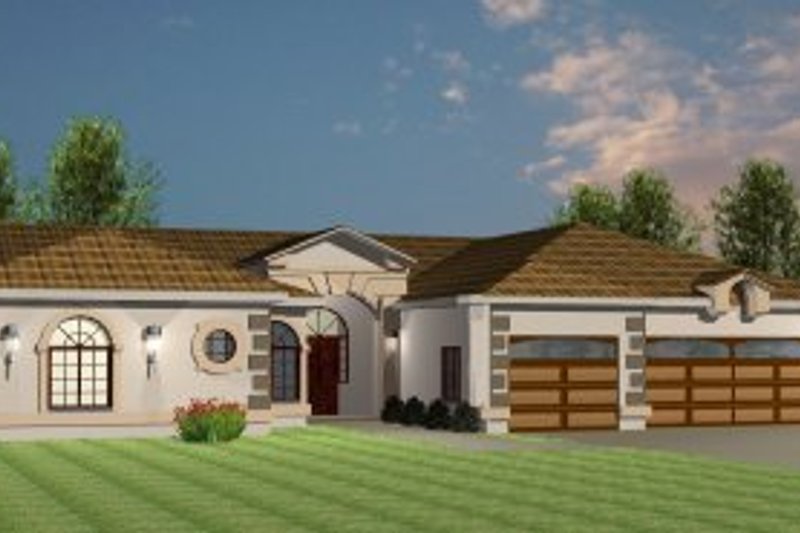 Home Plan - Adobe / Southwestern Exterior - Front Elevation Plan #1-617