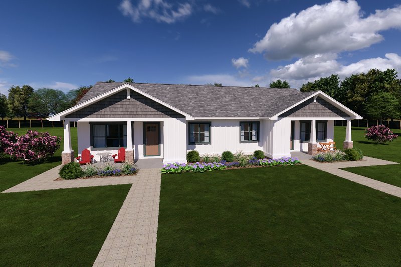 House Blueprint - Farmhouse Exterior - Front Elevation Plan #126-298