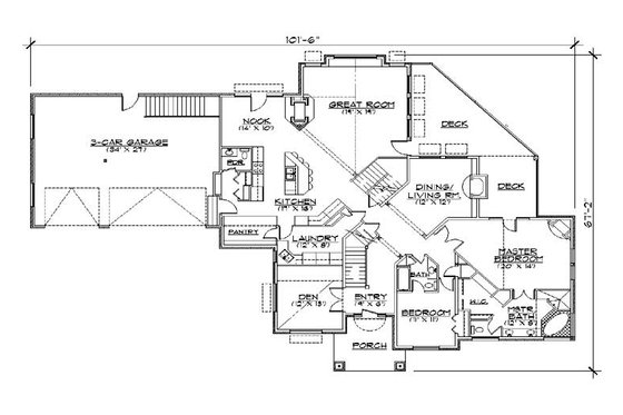 Floor Plan - Main Floor for Traditional House Plan #5-470 - 7 bed, 6 bath