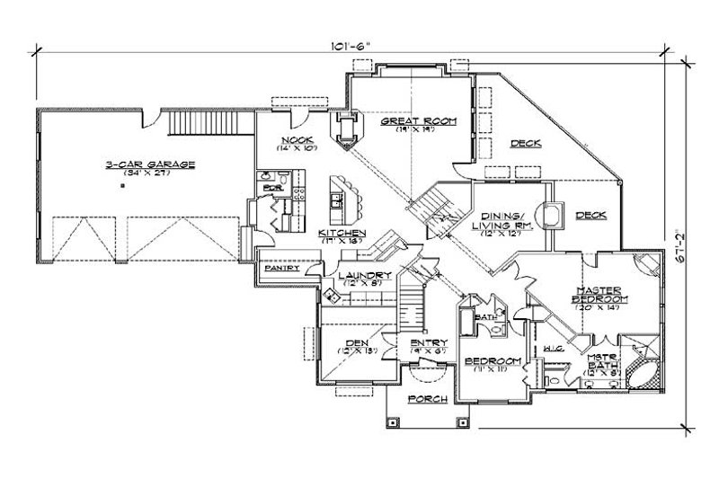 Architectural House Design - Floor Plan - Main Floor for Traditional House Plan #5-470 - 7 bed, 6 bath
