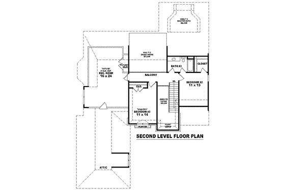 Floor Plan - Upper Floor for Colonial House Plan #81-1563 - 3 bed, 3 bath