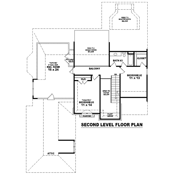 Colonial Floor Plan - Upper Floor Plan #81-1563