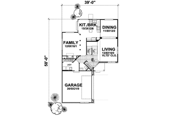 Floor Plan - Main Floor for Traditional House Plan #50-287 - 4 bed, 2.5 bath