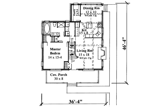 Floor Plan - Main Floor for Country House Plan #75-148 - 3 bed, 2 bath