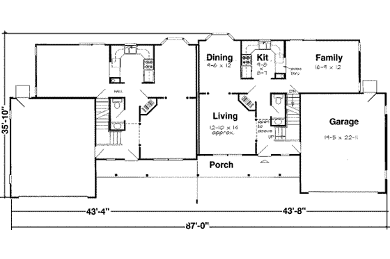 Floor Plan - Main Floor for Traditional House Plan #312-139 - 3 bed, 2.5 bath