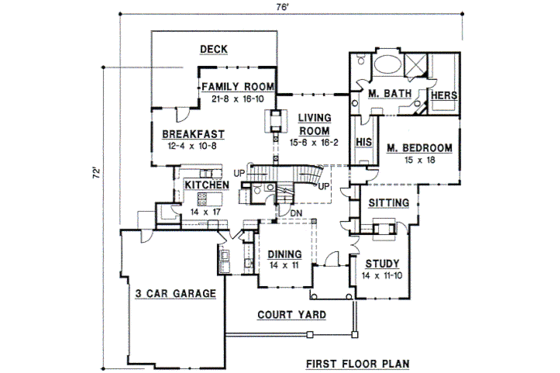 Floor Plan - Main Floor for European House Plan #67-239 - 4 bed, 4 bath